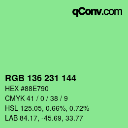 Color code: RGB 136 231 144 | qconv.com