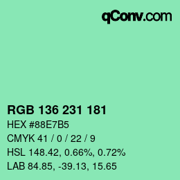 カラーコード: RGB 136 231 181 | qconv.com