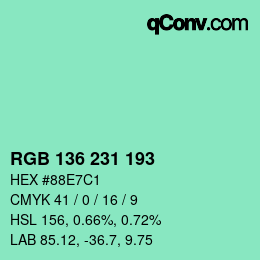 Farbcode: RGB 136 231 193 | qconv.com