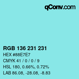Color code: RGB 136 231 231 | qconv.com