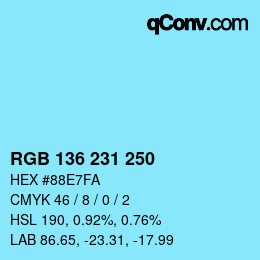 Color code: RGB 136 231 250 | qconv.com