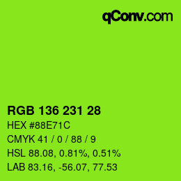 Color code: RGB 136 231 28 | qconv.com