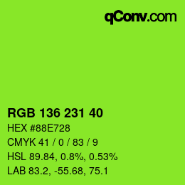Color code: RGB 136 231 40 | qconv.com