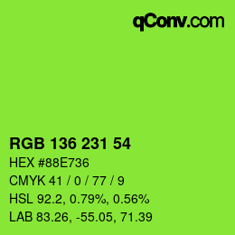 Color code: RGB 136 231 54 | qconv.com