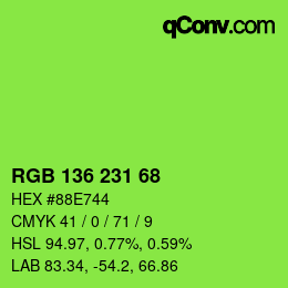 Color code: RGB 136 231 68 | qconv.com