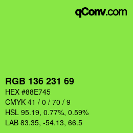 Color code: RGB 136 231 69 | qconv.com