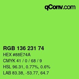 Color code: RGB 136 231 74 | qconv.com