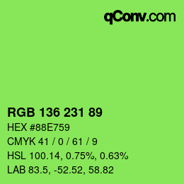Color code: RGB 136 231 89 | qconv.com