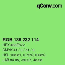 Farbcode: RGB 136 232 114 | qconv.com