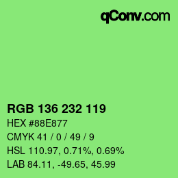 Farbcode: RGB 136 232 119 | qconv.com