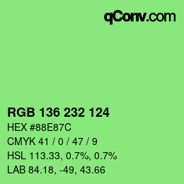 Farbcode: RGB 136 232 124 | qconv.com