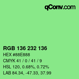 Color code: RGB 136 232 136 | qconv.com