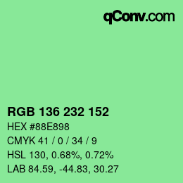 Color code: RGB 136 232 152 | qconv.com