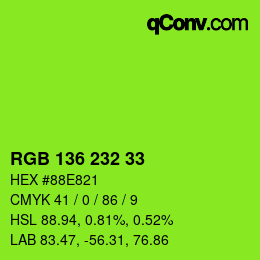 Color code: RGB 136 232 33 | qconv.com