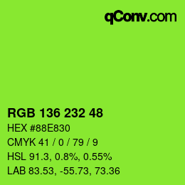 Color code: RGB 136 232 48 | qconv.com
