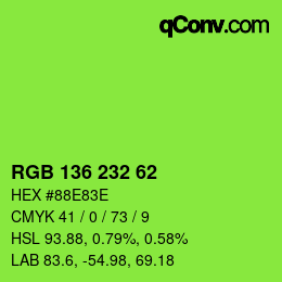 Color code: RGB 136 232 62 | qconv.com