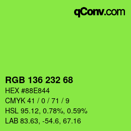 カラーコード: RGB 136 232 68 | qconv.com