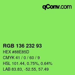 Color code: RGB 136 232 93 | qconv.com