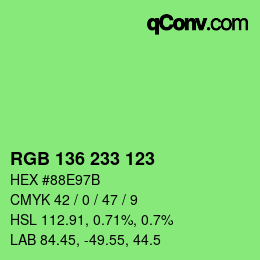 Color code: RGB 136 233 123 | qconv.com