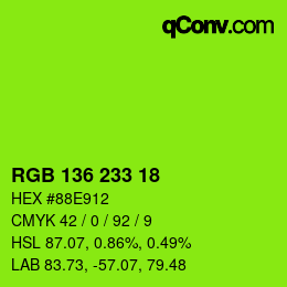 Color code: RGB 136 233 18 | qconv.com