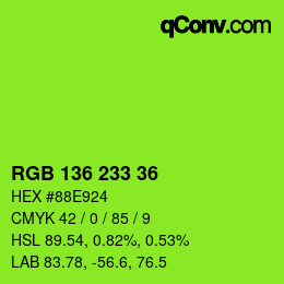 Color code: RGB 136 233 36 | qconv.com