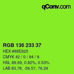 Farbcode: RGB 136 233 37 | qconv.com