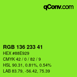 Color code: RGB 136 233 41 | qconv.com