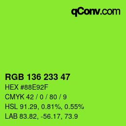 Color code: RGB 136 233 47 | qconv.com
