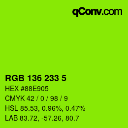 Farbcode: RGB 136 233 5 | qconv.com