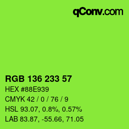Color code: RGB 136 233 57 | qconv.com