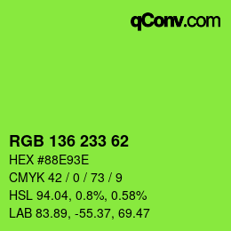 Color code: RGB 136 233 62 | qconv.com