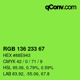 Farbcode: RGB 136 233 67 | qconv.com