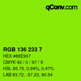 Color code: RGB 136 233 7 | qconv.com