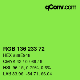 Farbcode: RGB 136 233 72 | qconv.com