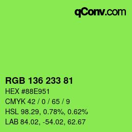 Color code: RGB 136 233 81 | qconv.com