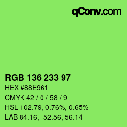 Farbcode: RGB 136 233 97 | qconv.com