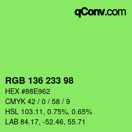 Color code: RGB 136 233 98 | qconv.com