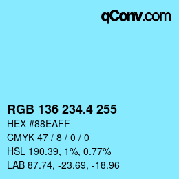 カラーコード: RGB 136 234.4 255 | qconv.com