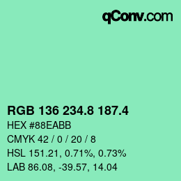 カラーコード: RGB 136 234.8 187.4 | qconv.com