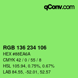 Color code: RGB 136 234 106 | qconv.com