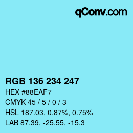 Color code: RGB 136 234 247 | qconv.com
