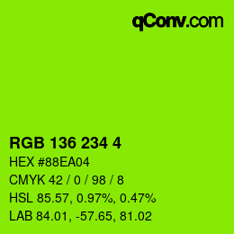 Color code: RGB 136 234 4 | qconv.com