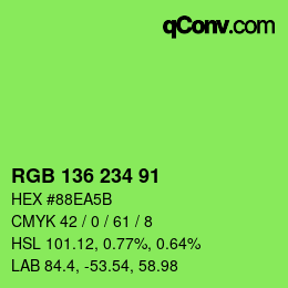 Color code: RGB 136 234 91 | qconv.com
