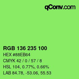 Color code: RGB 136 235 100 | qconv.com