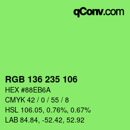 Color code: RGB 136 235 106 | qconv.com
