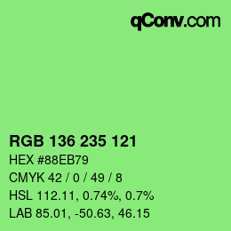 Color code: RGB 136 235 121 | qconv.com