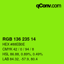 Color code: RGB 136 235 14 | qconv.com