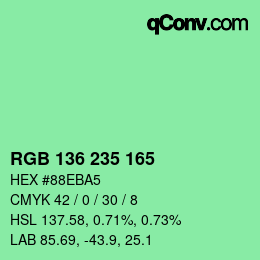 Color code: RGB 136 235 165 | qconv.com