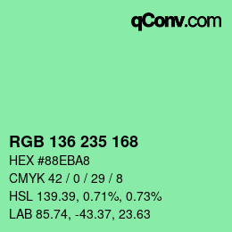 Color code: RGB 136 235 168 | qconv.com