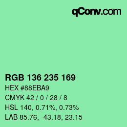 Color code: RGB 136 235 169 | qconv.com